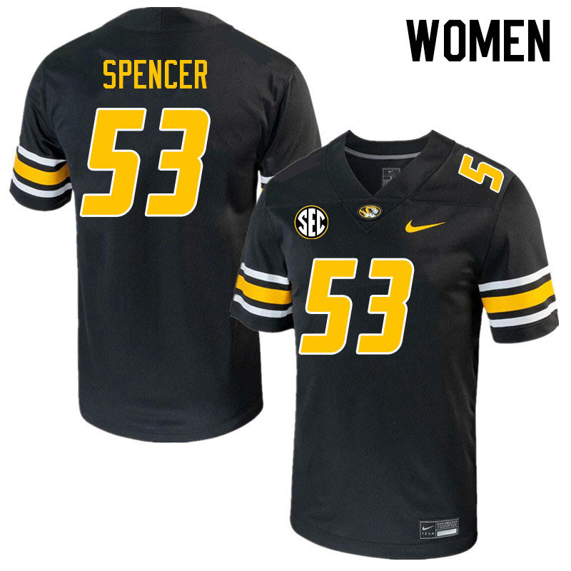 Women #53 Dylan Spencer Missouri Tigers College 2023 Football Stitched Jerseys Sale-Black - Click Image to Close